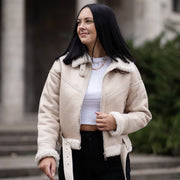 Alona Kunstleder Jacke Beige